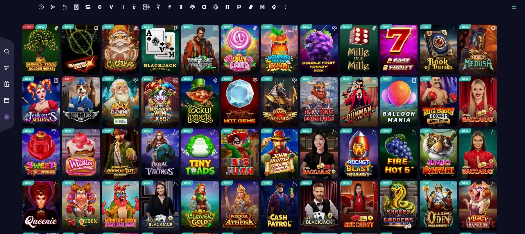 Interface mobile du casino Cresus avec jeux de slots et live casino sur smartphone