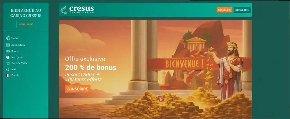 Casino Cresus 200% jusqu'à 300 € + 100 tours gratuits